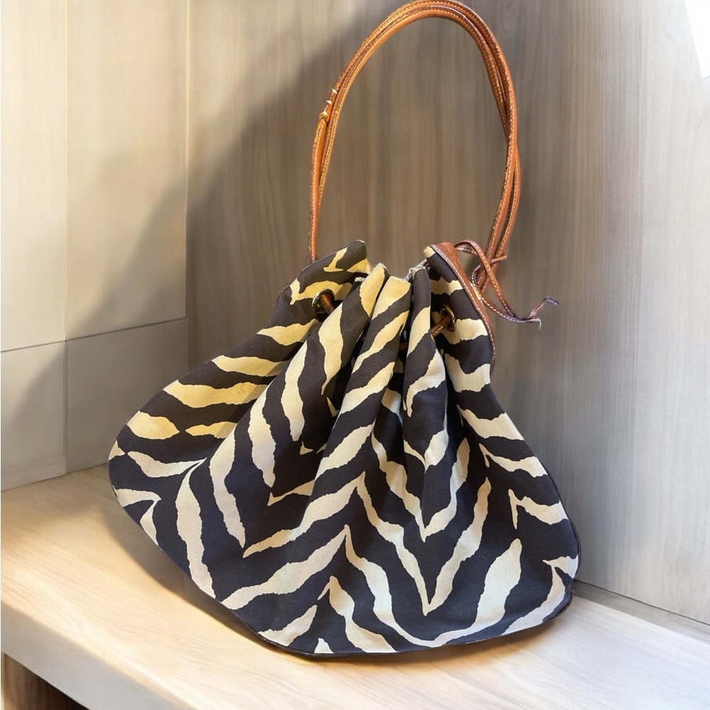 Kate Spade Eley Zebra print "Bandipur" Drawstring Tote
